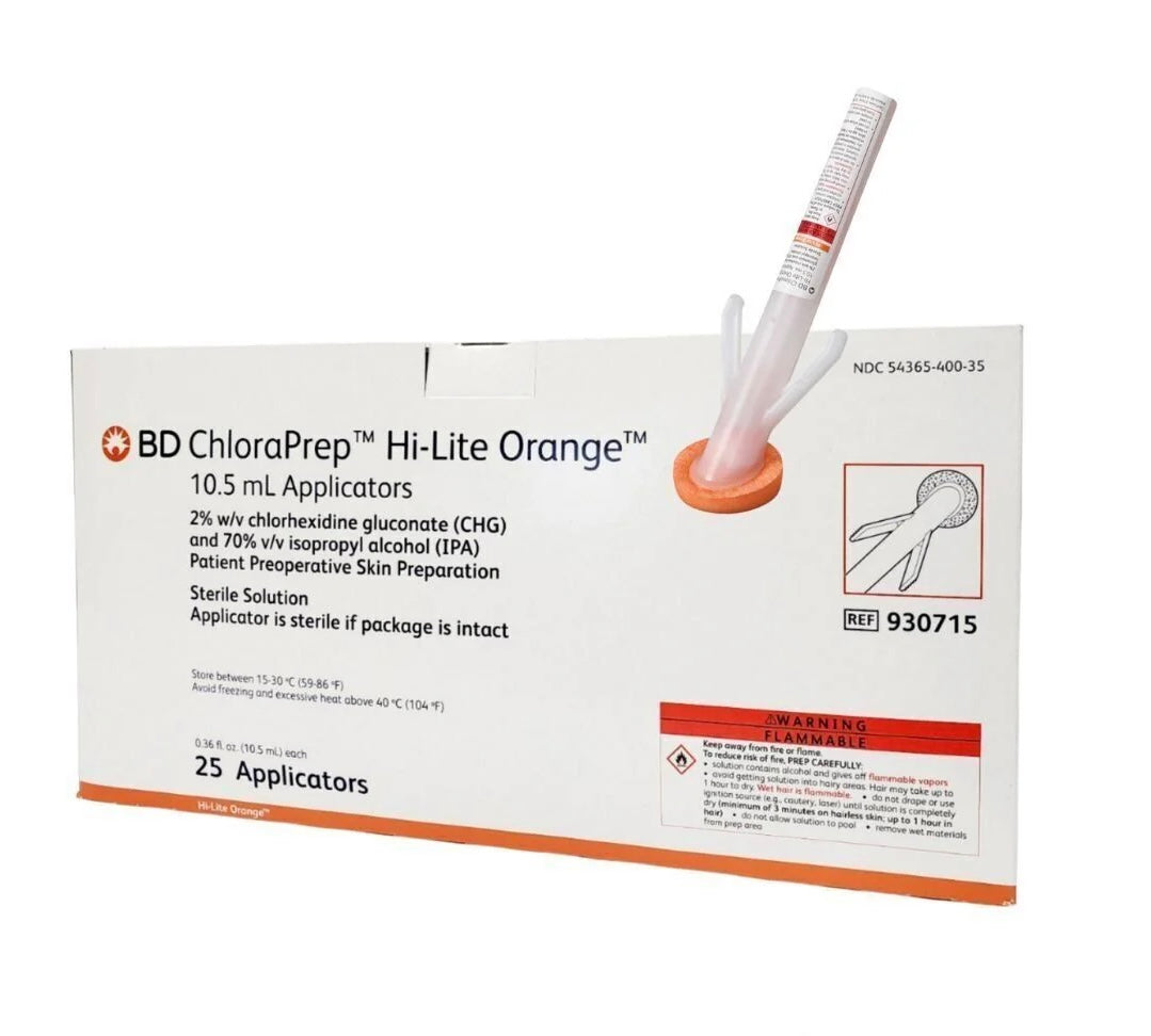 ChloraPrep Hi-Lite Applicators 10.5mL, Box of 25